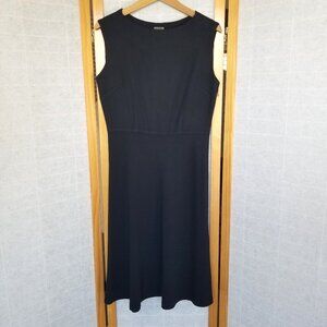 Calvin Klein Black Midi Dress Fit and Flare Wool Blend Size 12 Sleeveless